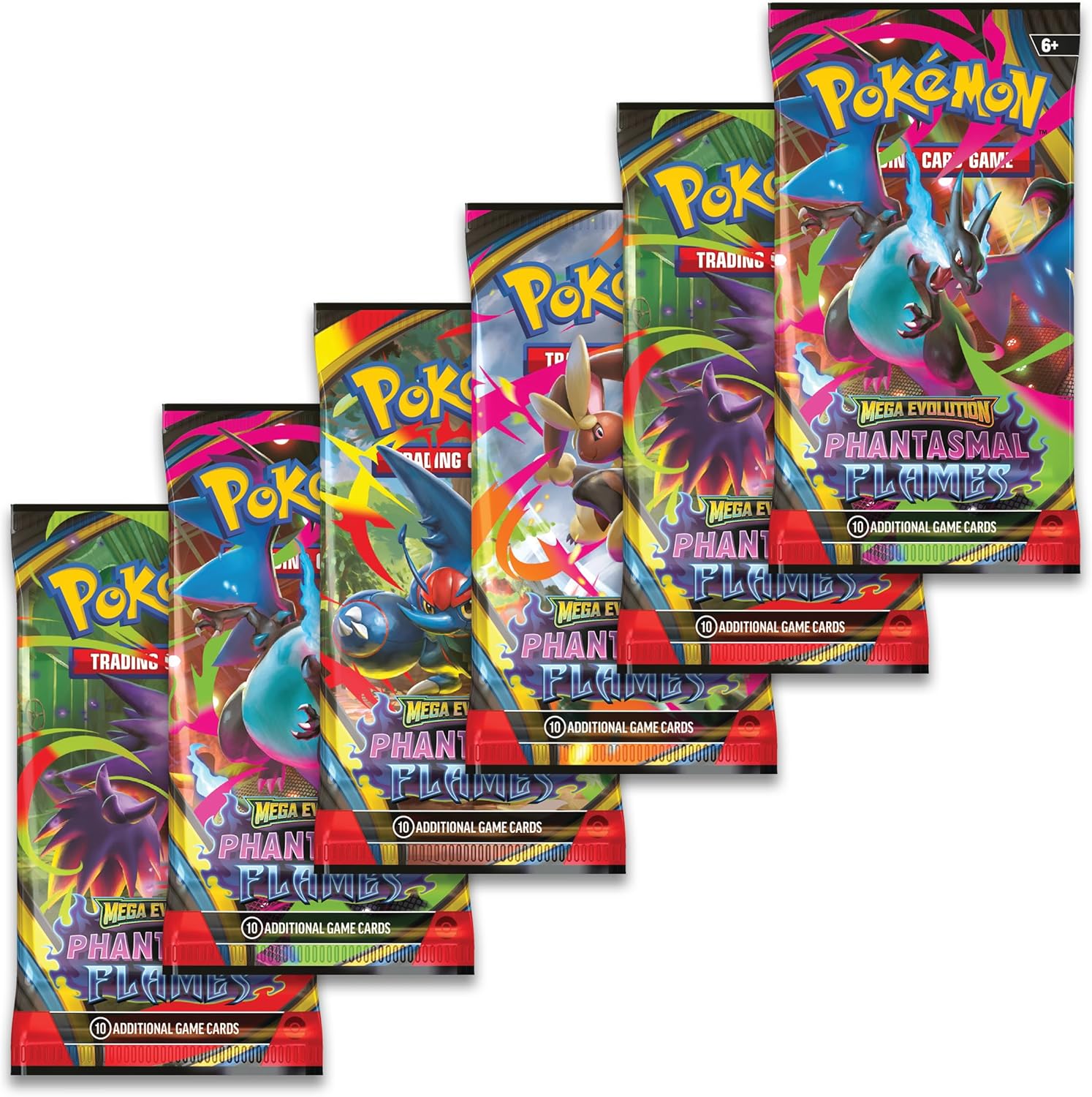 Pokémon TCG: Mega Evolution—Phantasmal Flames Booster Bundle (6 Booster Packs)