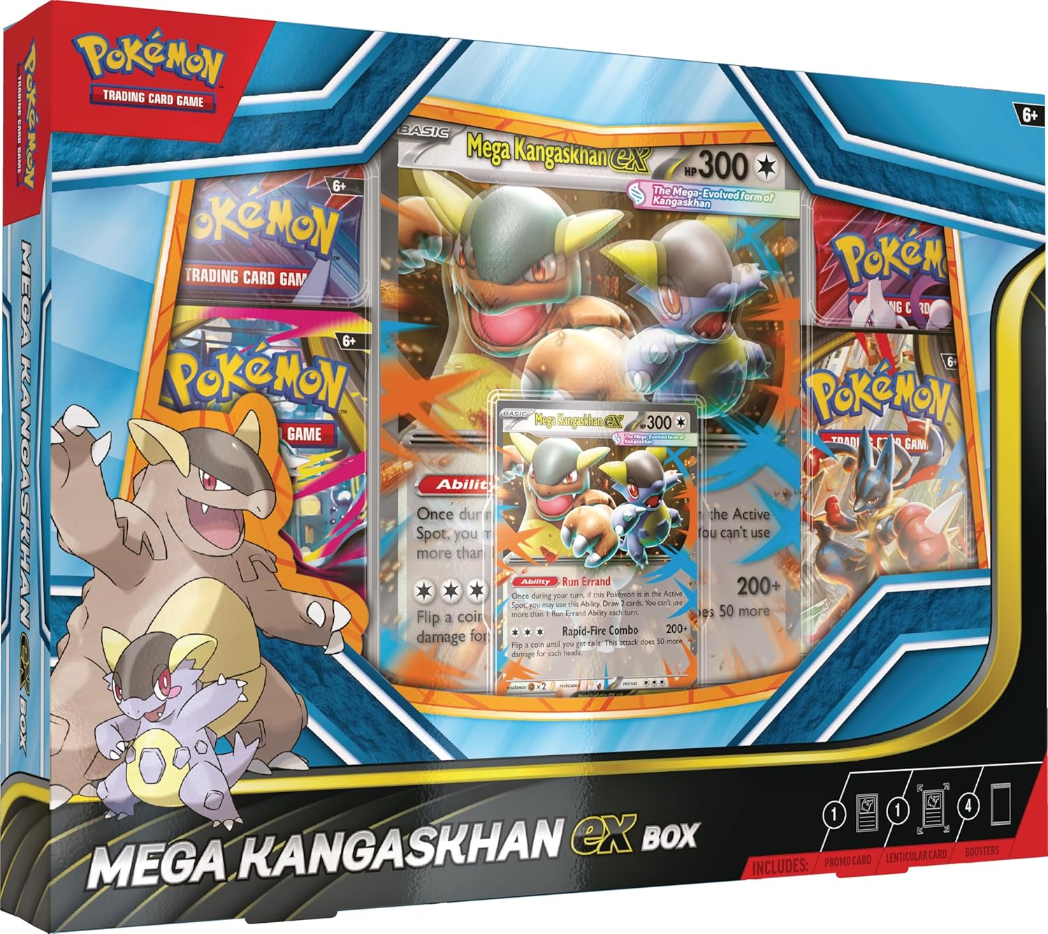 Pokémon TCG: Mega Kangaskhan ex Box (1 Foil Promo Card, 1 Oversize Lenticular Promo Card & 4 Booster Packs)