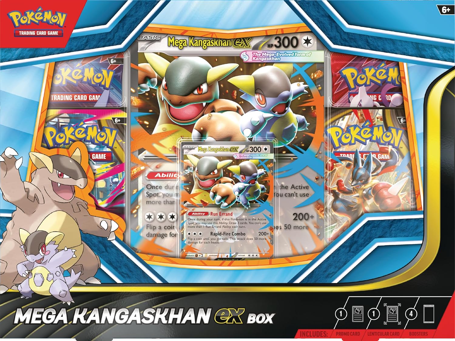 Pokémon TCG: Mega Kangaskhan ex Box (1 Foil Promo Card, 1 Oversize Lenticular Promo Card & 4 Booster Packs)